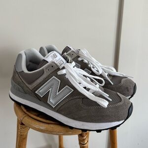 New Balance Classic 574 Gray and White Sneakers Size Women's 8